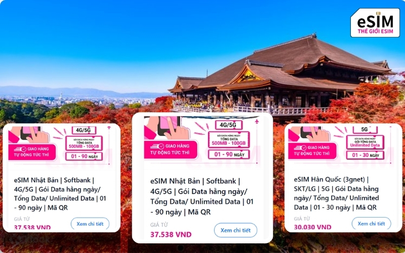eSIM Nhật Bản, Hàn Quốc mang đến kết nối ổn định tại nhiều điểm du lịch
